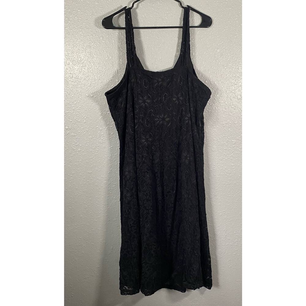 Lane Bryant Womens Plus 24 3XL Little Black Dress Tank Lace Tie Floral Nigh Out - Picture 2 of 7